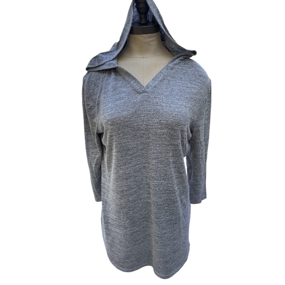 Weekends By Chicos Size 1 Medium Womens Pullover Light Hoodie Heather Gray - Picture 1 of 7